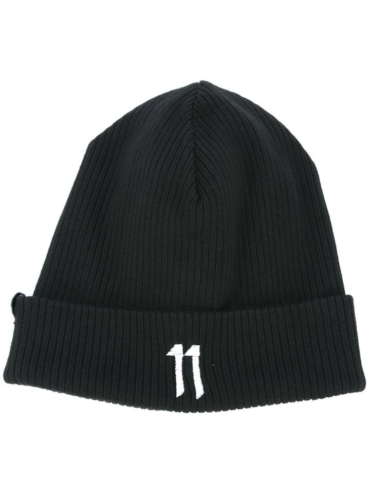 11 By Boris Bidjan Saberi Embroidered Rib Beanie - Black