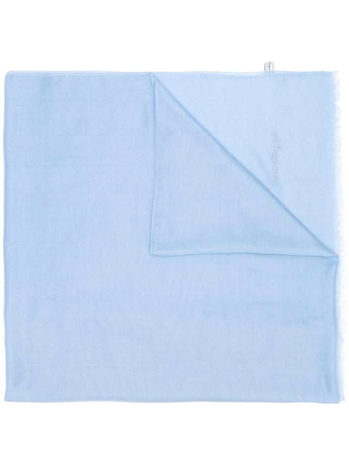 Salvatore Ferragamo Frayed Edge Scarf - Blue