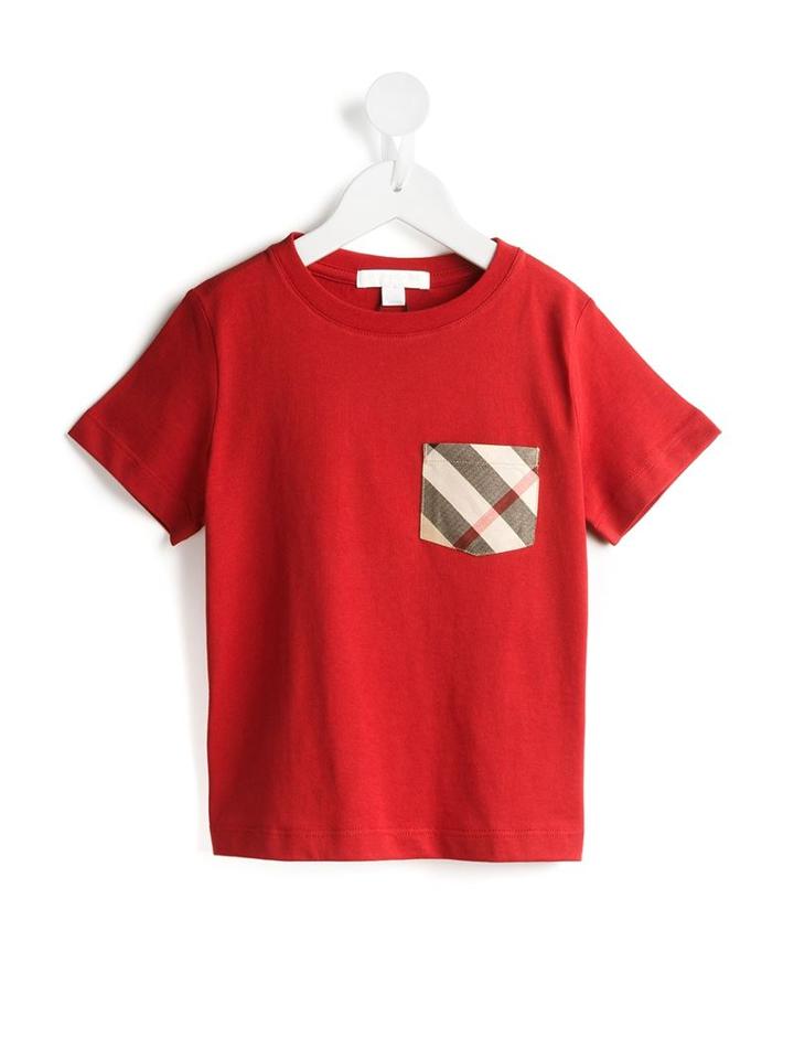 Burberry Kids Check Pocket T-shirt, Boy's, Size: 12 Yrs, Red