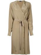 Joseph - Belted Wrap Dress - Women - Silk/cotton - 36, Women's, Green, Silk/cotton