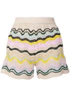 M Missoni Striped Knit Short Shorts - Nude & Neutrals