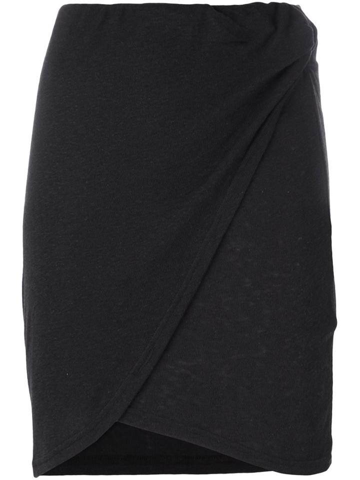Iro Wrap Front Mini Skirt, Women's, Size: Medium, Blue, Linen/flax/polyamide/wool