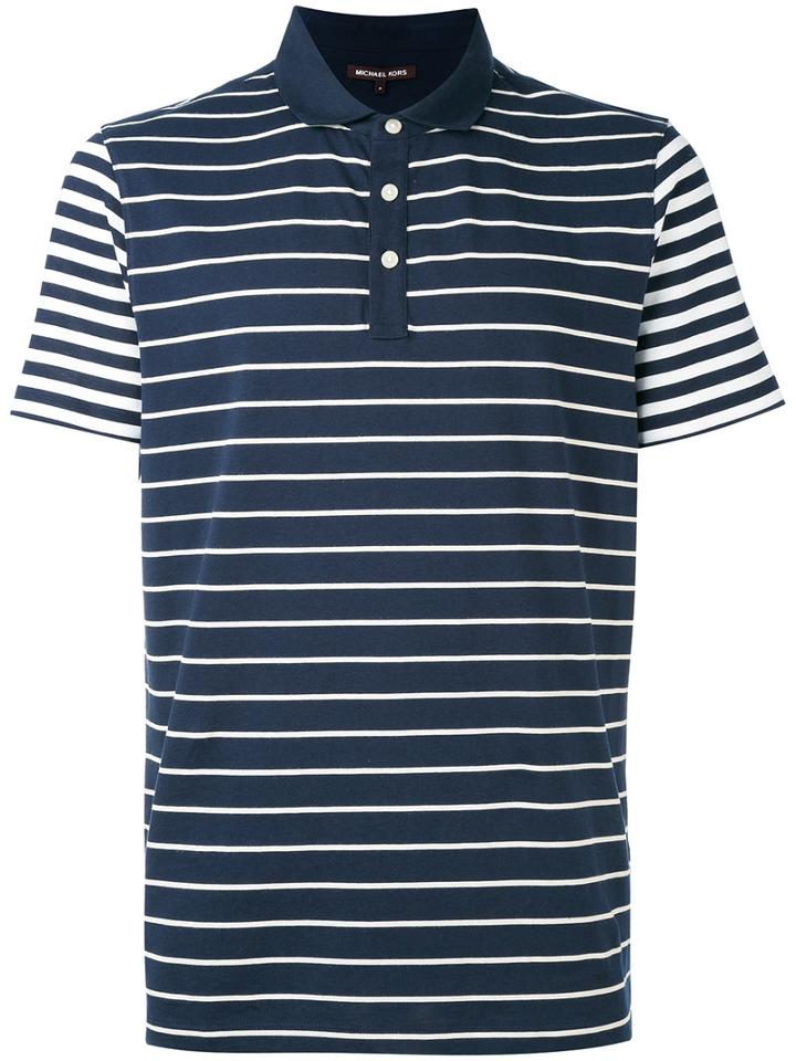 Michael Kors - Striped Polo Shirt - Men - Cotton - L, Blue, Cotton