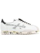 Premiata Glitter Panel Detail Sneakers - White
