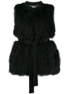 P.a.r.o.s.h. Belted Fur Gilet - Black