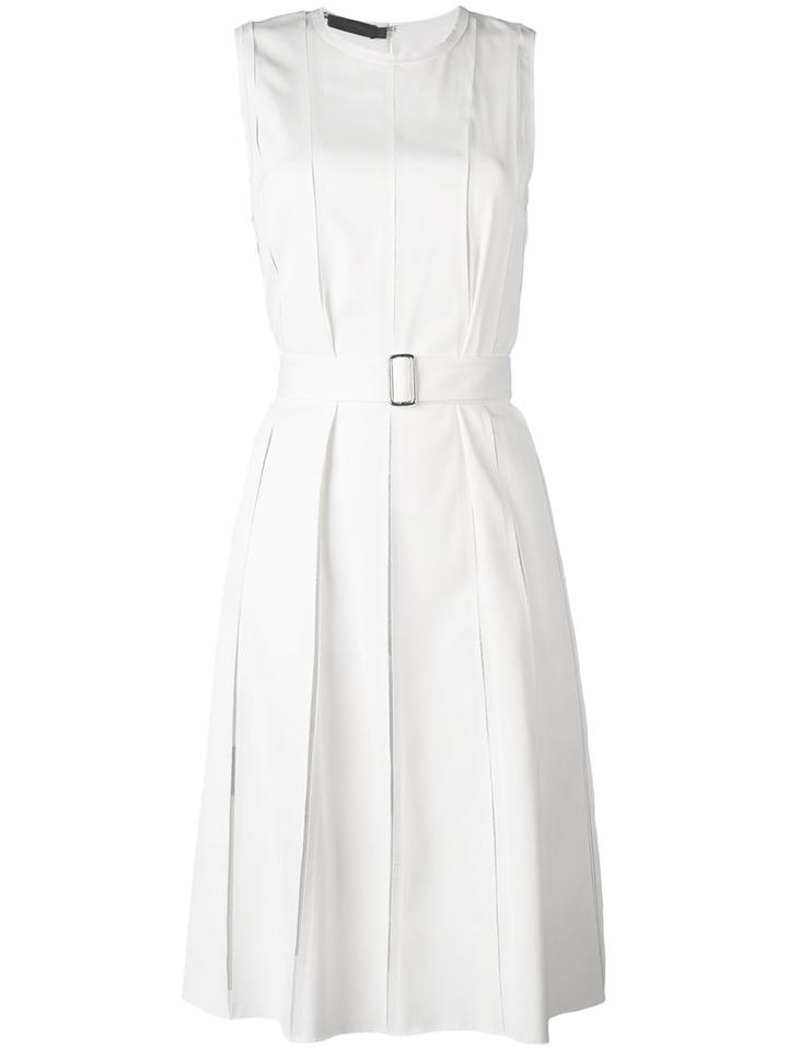 Calvin Klein Collection - Belted Pleated Dress - Women - Spandex/elastane/viscose - 40, White, Spandex/elastane/viscose