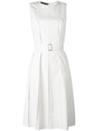 Calvin Klein Collection - Belted Pleated Dress - Women - Spandex/elastane/viscose - 40, White, Spandex/elastane/viscose