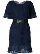 Liu Jo Belted Perforated Dress - Blue