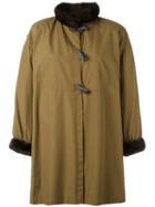 Yves Saint Laurent Vintage Toggled Fur Trim Coat, Women's, Size: 37, Green