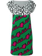 Kenzo Diagonal Stripe Dress, Women's, Size: L, Green, Silk/cotton