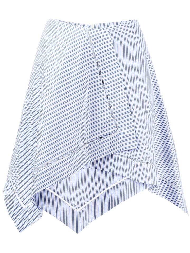 J.w.anderson Striped Asymmetric Skirt, Women's, Size: 10, Blue, Cotton