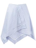 J.w.anderson Striped Asymmetric Skirt, Women's, Size: 10, Blue, Cotton