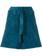 Vanessa Seward Belted Shorts - Blue