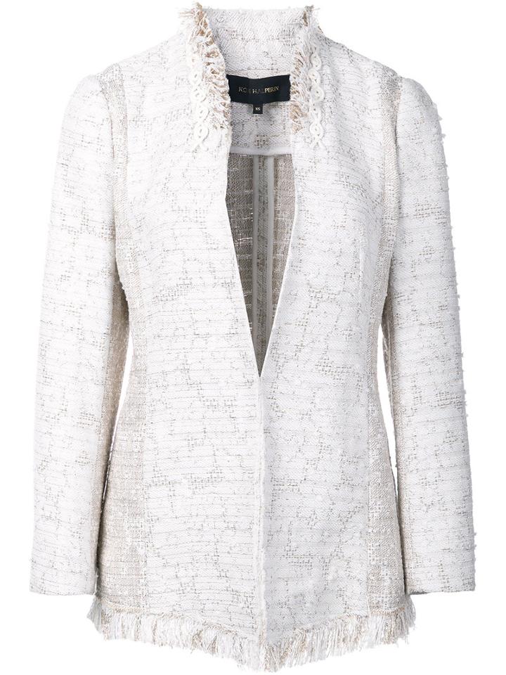Kobi Halperin Fringed Detailing Fit Blazer, Women's, Size: Medium, Nude/neutrals, Polyester/cotton/acrylic/polyamide