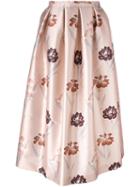 Rochas Floral Print Full Skirt, Women's, Size: 42, Pink/purple, Silk/polyester