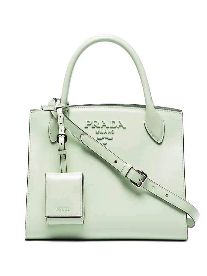 Prada Green Monogram Leather Tote