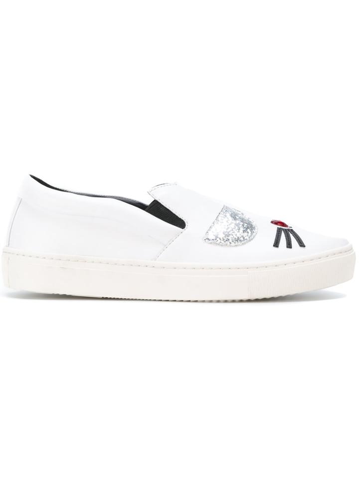 Karl Lagerfeld Glitter Slip-on Sneakers - White