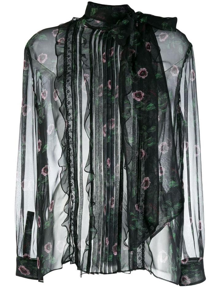 Valentino Floral Sheer Blouse - Black