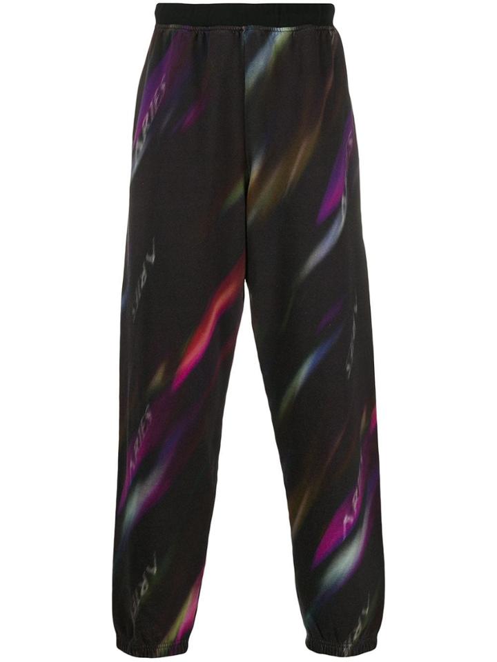Aries Long Logo Print Track Pants - Black