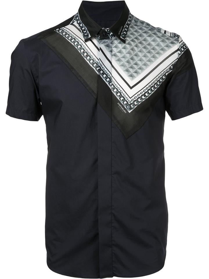 Yoshio Kubo - Printed Short Sleeve Shirt - Men - Cotton - 1, Blue, Cotton