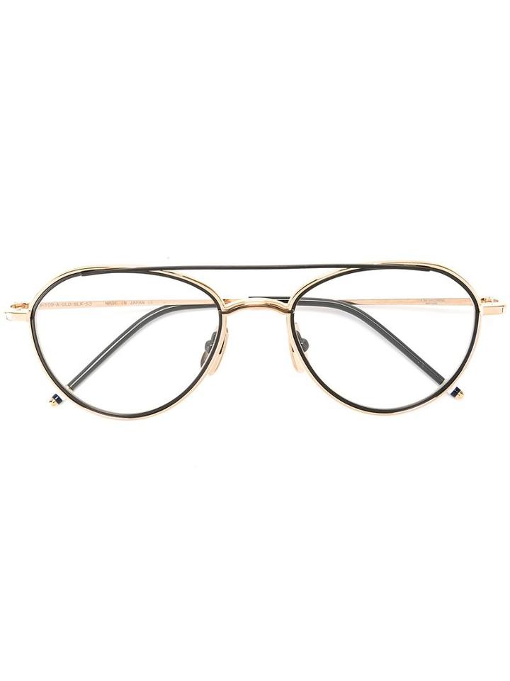 Thom Browne - Round Frame Glasses - Unisex - Titanium - One Size, Grey, Titanium
