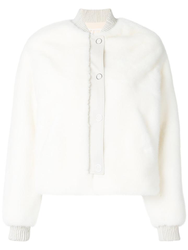 Yves Salomon Mink Fur Bomber Jacket - White