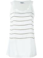 Brunello Cucinelli Embellished Stripe Tank Top, Women's, Size: Xs, White, Silk/spandex/elastane/brass