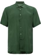 08sircus Short Sleeve Shirt, Men's, Size: 4, Green, Silk/cupro