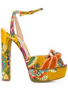 Casadei Floral Embroidered Sandals - Yellow & Orange