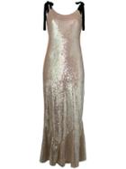 Attico Tie Shoulder Sequin Maxi Dress - Neutrals