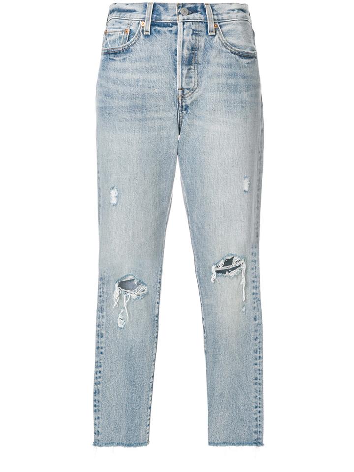 Levi's Ripped Cropped Jeans - Blue
