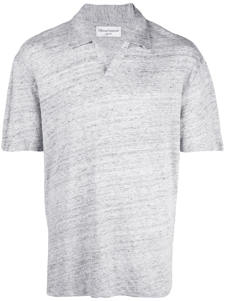 Officine Generale V-neck Polo Shirt - Grey