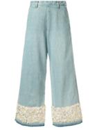 Tu Es Mon Trésor Flower Garden Wide Jeans - Blue