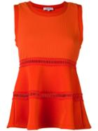 Carven - Flared Top - Women - Polyester/polyurethane/spandex/elastane - L, Yellow/orange, Polyester/polyurethane/spandex/elastane