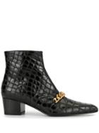 Tom Ford Embossed Chain Trim Boots - Black