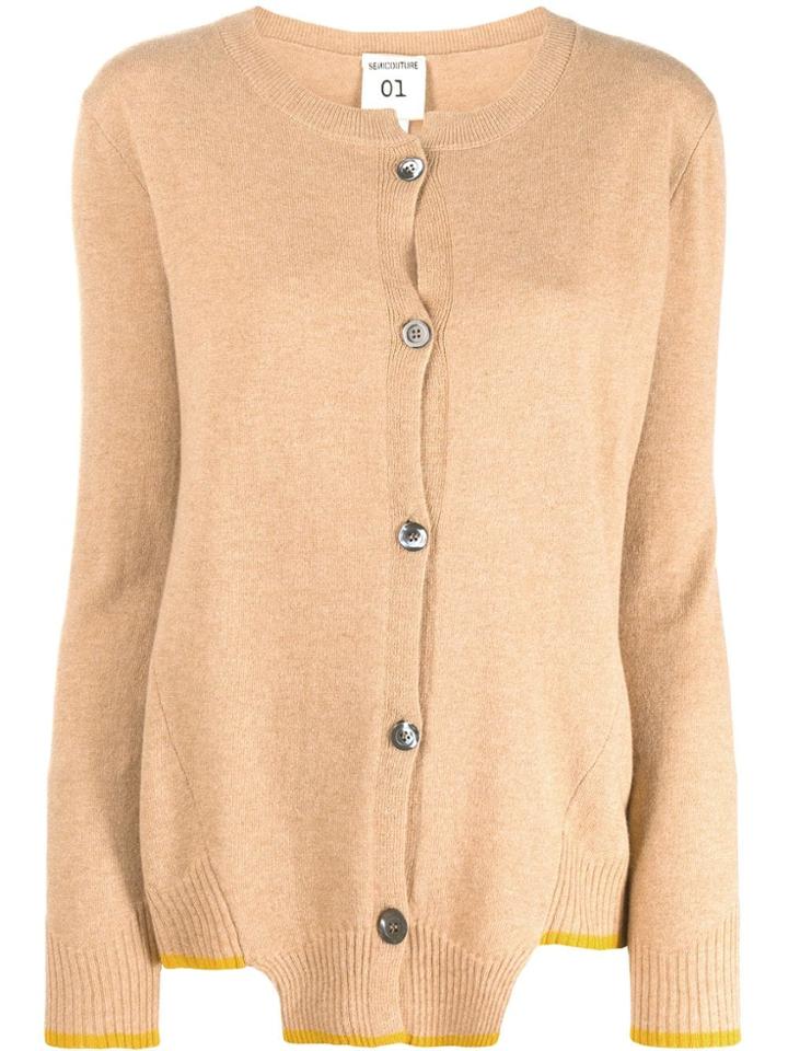 Semicouture Round Neck Cardigan - Neutrals