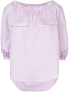 Le Ciel Bleu Pocket Detail Blouse - Pink & Purple