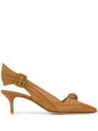 Francesco Russo Knot Front Slingback Pumps - Brown