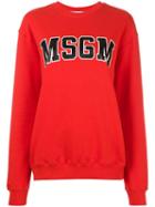 Msgm Logo Print Sweatshirt, Women's, Size: Medium, Red, Cotton