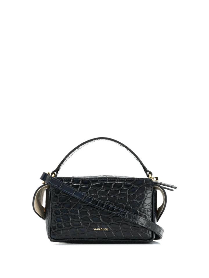 Wandler Crocodile Embossed Box Bag - Blue