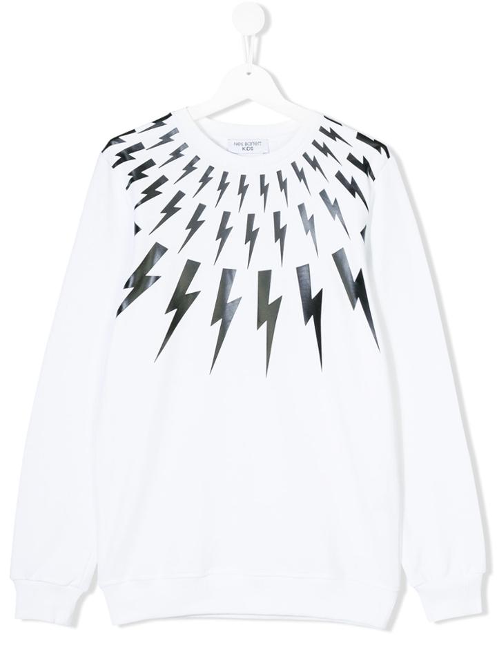 Neil Barrett Kids Lightning Bolt Print Sweatshirt - White