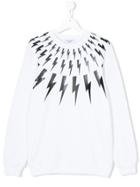 Neil Barrett Kids Lightning Bolt Print Sweatshirt - White