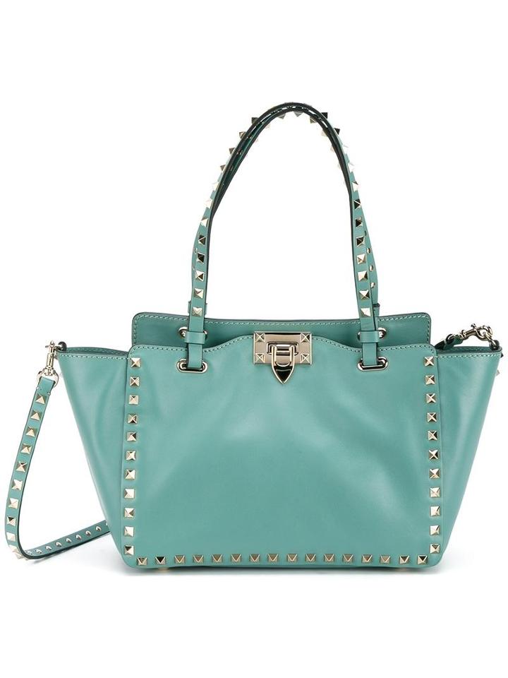 Valentino Valentino Garavani Rockstud Trapeze Tote, Women's, Blue, Leather/metal (other)