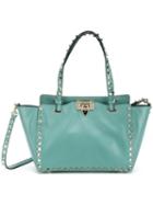 Valentino Valentino Garavani Rockstud Trapeze Tote, Women's, Blue, Leather/metal (other)