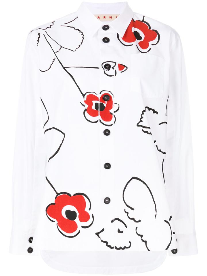Marni Flower Print Shirt - White