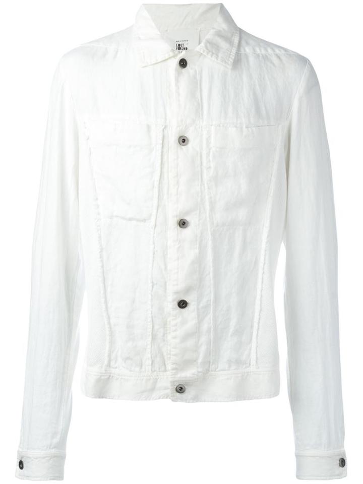 Lost & Found Rooms Denim Jacket, Men's, Size: Large, White, Linen/flax
