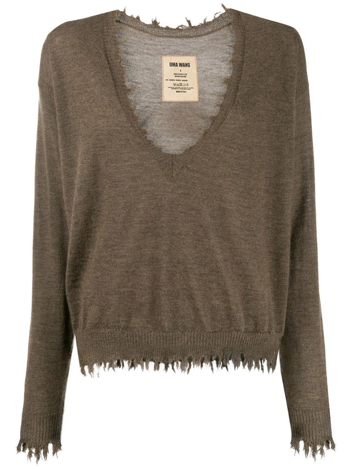 Uma Wang Distressed Edge Jumper - Brown