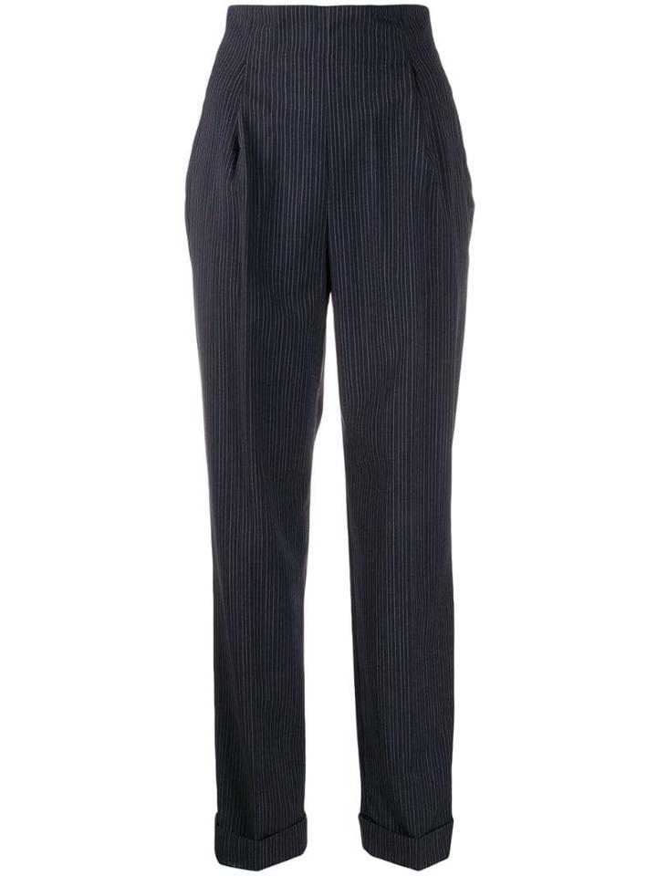 Romeo Gigli Pre-owned 1990's Pinstriped Straight Trousers - Blue