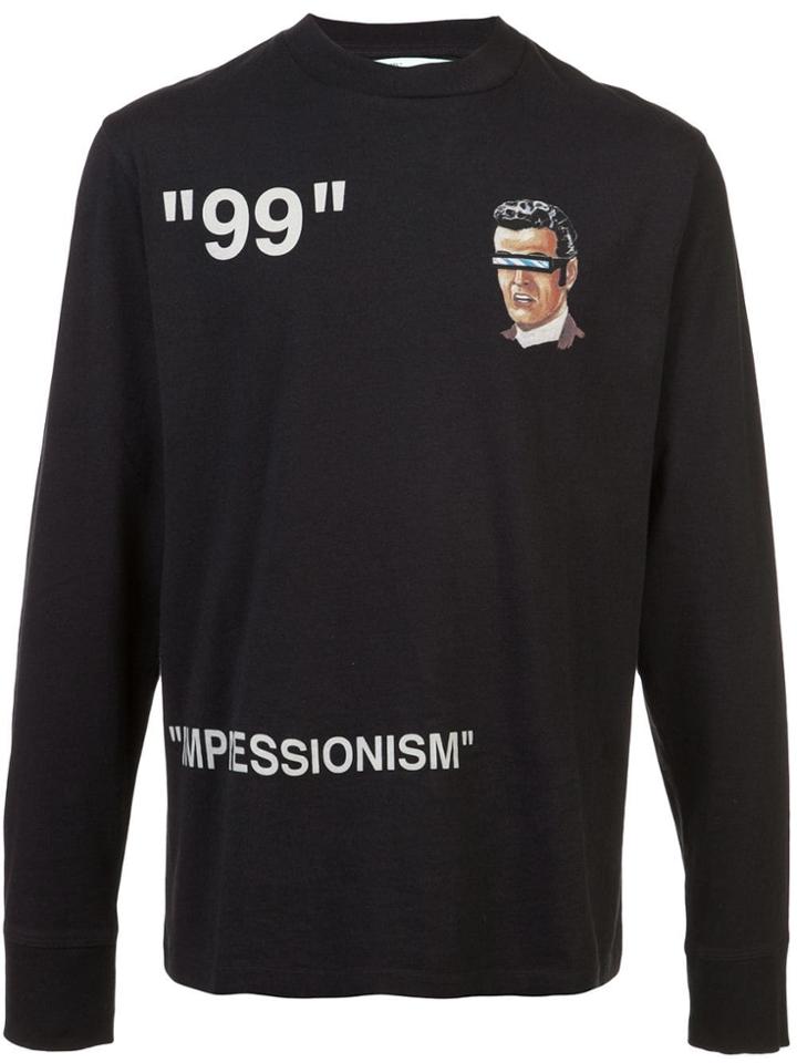 Off-white Long-sleeve Printed T-shirt - Black