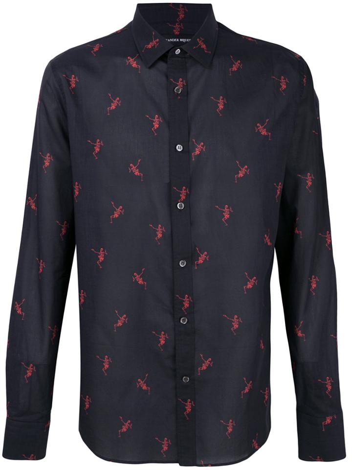 Alexander Mcqueen Dancing Skeleton Print Shirt - Blue